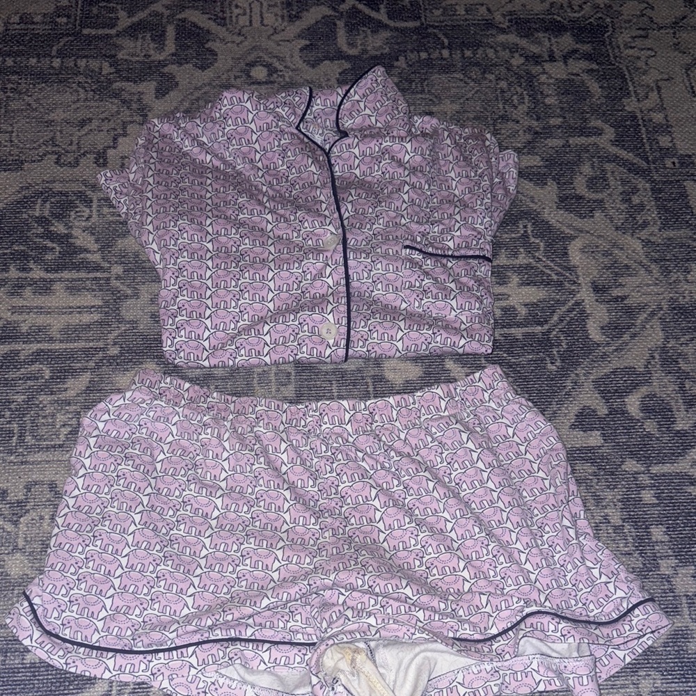 Roller Rabbit Pink Elephant Pajama Set